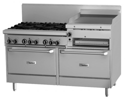 Garland GF60-6R24RR Restaurant Series Gas 6 Open Top Burners 600mm Raised Griddle Salamander 2 Standard Ovens