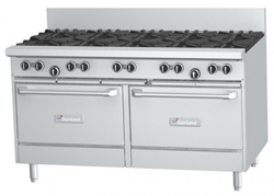 Garland GFE60-10CR Restaurant Series Gas 10 Open Top Burners 1 Convection Oven 1 Standard Oven