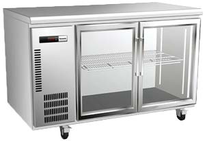 Panasonic BR-1261HP 2 Glass Door Slimline Under Bench Fridge