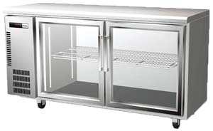 Panasonic BR-1561HP 2 Glass Door Slimline Under Bench Fridge