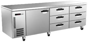Panasonic SUR-1871HP-DWW Underbench Fridge 1 Solid Door 6 Drawers