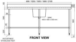 Simply Stainless SS05-7-1500-DW Under Counter Dishwasher Sink Bench