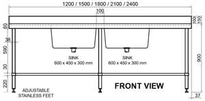Simply Stainless SS06-7-2100 Double Sink Bench