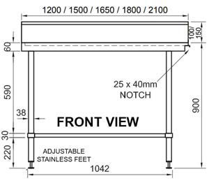 Simply Stainless SS07-7-1650 Dish Washer Outlet Bench