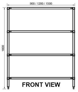 Simply Stainless SS17-1500SS SS 4 Tier Shelving