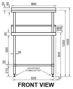 Simply Stainless SS18-7-0900 Salamander Bench