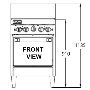 TRUEHEAT RCR6-2-3G Gas 2 Open Top Burners 300 Griddle Gas Oven