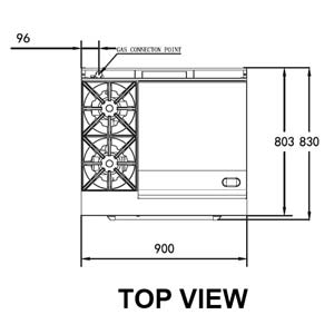 TRUEHEAT RCR9-2-6G Gas 2 Open Top Burners 600 Griddle Gas Oven