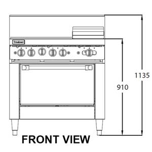 TRUEHEAT RCR9-4-3G Gas 4 Open Top Burners 300 Griddle Gas Oven