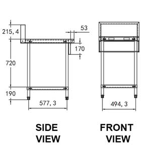 TRUEHEAT RCSPR6 600mm Infill Bench with Shelf Below