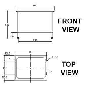 TRUEHEAT RCSTD9 900mm Open SS Stand with Shelf