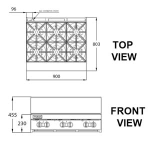 TRUEHEAT RCT9-6 Gas 6 Open Top Burners