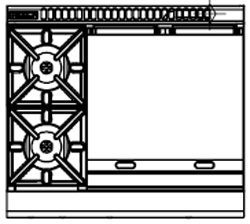 Waldorf Bold RNLB8606G-B Low Back Gas Cooktop 2 Burner 600 Griddle Bench Model