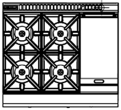 Waldorf RN8603G-CB Gas Cook Top 4 Burner 300 Griddle Cabinet Base