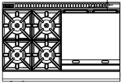 Waldorf Bold RNLB8816G Low Back Gas Static Oven 4 Burner 600 Griddle Range