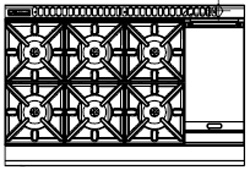 Waldorf Bold RNLB8803G-LS Low Back Gas Cooktop 6 Burner 300 Griddle Leg Stand