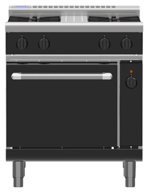 Waldorf Bold RNLB8510GEC Electric Convection Oven Low Back Gas 4 Burner Range