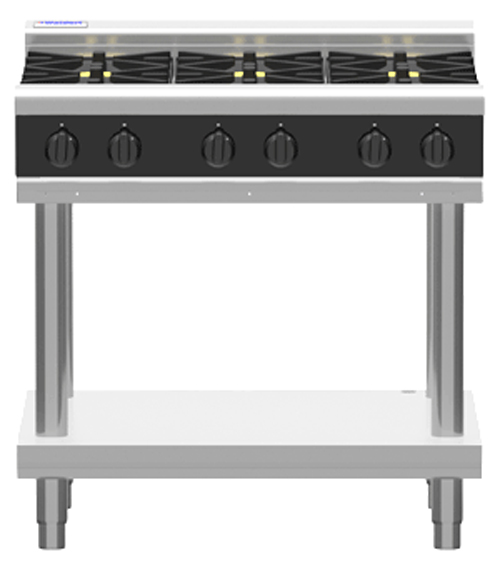 Waldorf Bold RNLB8603G-LS Low Back Gas Cook Top 4 Burner 300 Griddle Leg Stand