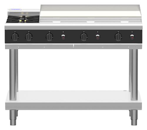 Waldorf Bold RNLB8800G-LS Low Back Gas Cooktop 8 Burner Leg Stand