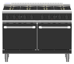 Waldorf Bold RNLB8820G Low Back Gas Double Static Oven 8 Burner Range