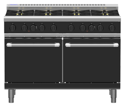 Waldorf Bold RNLB8826G Low Back Gas Double Static Oven 4 Burner 600 Griddle Range