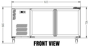 Williams Boronia HB2UGB 2 Glass Doors CB Counter Fridge