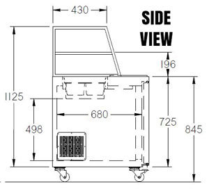 Williams Jade HJ1SCBASS 1 Door SS Sandwich Prep Counter with Canopy