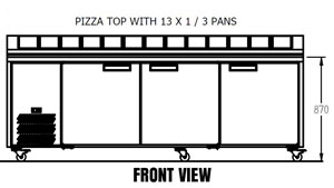 Williams Jade HJ3PCBASS 3 Door SS Pizza Prep Fridge