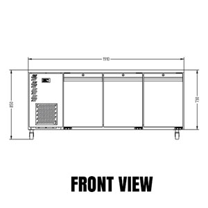Williams Opal HO3USS 1x1 GN 3 Door Foodservice Counter Fridge