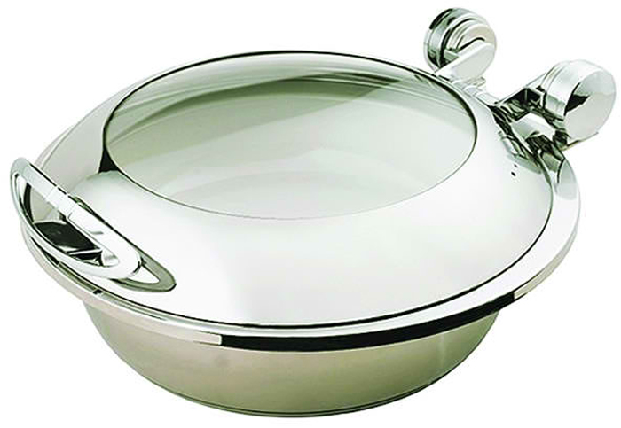 Yellow Induction HA4-503 4 Ltr Round Chafing Dish Glass Hinge Lid