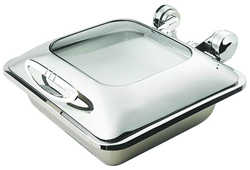 Yellow Induction HA5-601 5 Ltr Square Chafing Dish Glass Hinge Lid