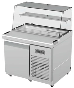 Airex AXR.SW.1025.GAN 1 Door Glass Gantry Sandwich Preparation Fridge