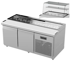 Airex AXR.SW.1740.GAN 2 Door Glass Gantry Sandwich Preparation Fridge