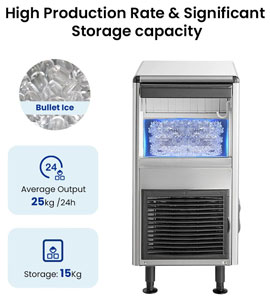 Blizzard  SN-25C Self-Contained Underbench Bullet Ice Maker 25Kg