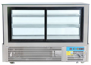Bonvue SSU150-2XB 2 Tier Black Trim Square Glass Cake Display 1500mm