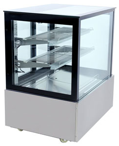 Bonvue SSU90-2XB 2 Tier Black Trim Square Glass Cake Display 900mm