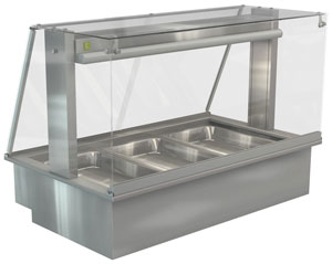 Cossiga LSBM3-FS GN Bain Marie Buffet Display with Full Square Glass, 1145mm