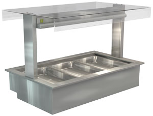 Cossiga LSBM3-FT Bain Marie Food Display with Flat Top Glass, 1145mm