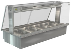 Cossiga LSBM4-FS 4 GN Bain Marie Buffet Display with Full Square Glass, 1495mm