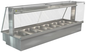 Cossiga LSBM6-FS 6 GN Bain Marie Buffet Display with Full Square Glass 2195mm