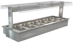 Cossiga LSBM6-FT 6 GN Bain Marie Buffet Display with Flat Top Glass, 2195mm