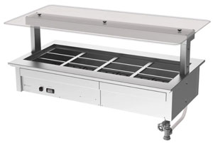 Culinaire CH.BMC.D.GSF.4 4 Module Drop-In Bain Marie with Flat Glass Heated Gantry