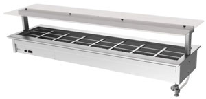 Culinaire CH.BMC.D.GSF.8 8 Module Drop-In Bain Marie with Flat Glass Heated Gantry