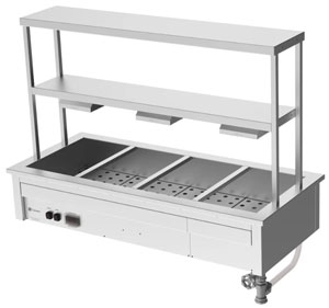 Culinaire CH.BM.D.GDB.4 4 Module Drop In Bain Marie with Double Heated Gantry & Heat Lamps