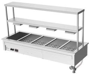 Culinaire CH.BM.D.GDB.5 5 Module Drop In Bain Marie with Double Heated Gantry & Heat Lamps