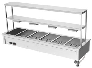 Culinaire CH.BM.D.GDB.6 6 Module Drop In Bain Marie with Double Heated Gantry & Heat Lamps