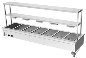 Culinaire CH.BM.D.GDB.7 7 Module Drop In Bain Marie with Double Heated Gantry & Heat Lamps