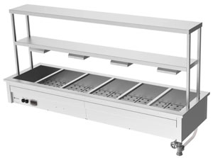 Culinaire CH.BM.D.GDB.8 8 Module Drop In Bain Marie with Double Heated Gantry & Heat Lamps