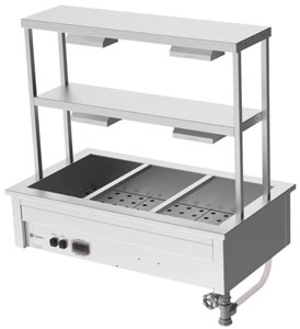 Culinaire CH.BM.D.GDD.3 3 Module Drop In Bain Marie with Double Heated Gantry & Heat Lamps
