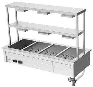 Culinaire CH.BM.D.GDD.4 4 Module Drop In Bain Marie with Double Heated Gantry & Heat Lamps